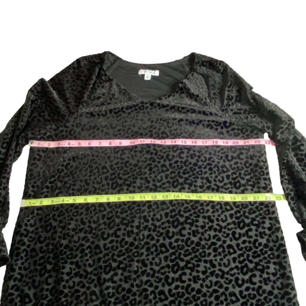 Nine West Shift Dress Black Leopard Print Velvet Burnout Size 16 Indie Witchy - Picture 12 of 16